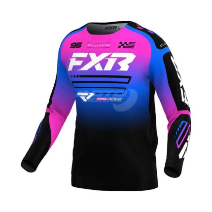 Детска тениска Clutch MX25 Black Blue Pink FXR